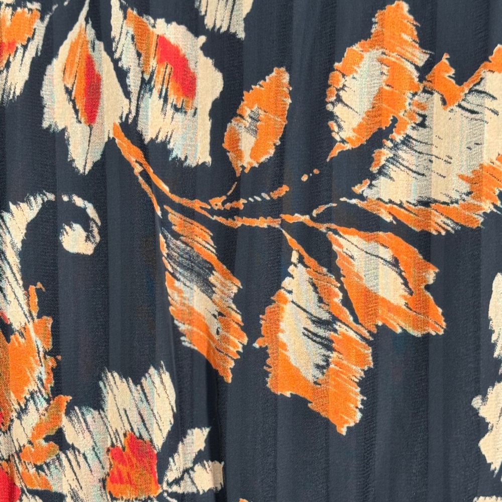 Maison Tara Dress Floral Print Midi Long Sleeve V Neck Black‎ Orange Size 6 - Picture 5 of 9
